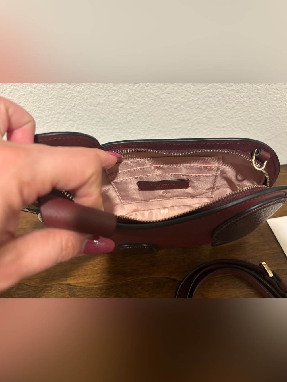 kate spade Burgundy and Brown Dog Crossbody Bag with Floral Face - Picture 7 of 13